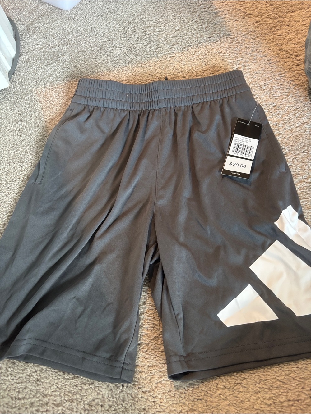 adidas Gray Kids Athletic Shorts with White Logo